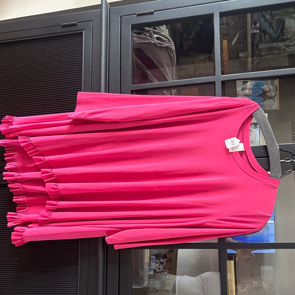 Bright Fuchsia Ruffled Hem Tunic Top